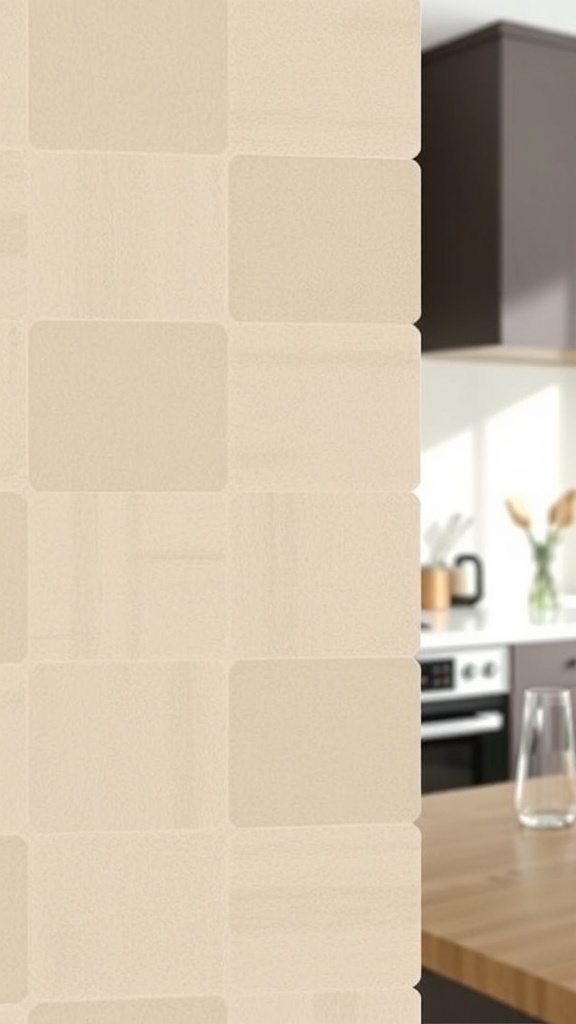 Natasha 2x6 Matte Porcelain Tile in Oat displayed on a kitchen backsplash, emphasizing its matte finish and neutral color.